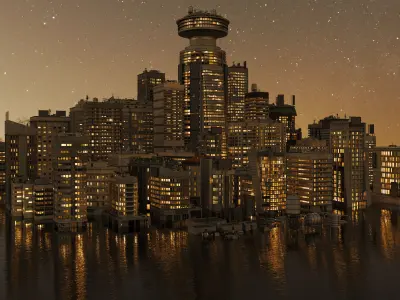 Building Skyscraper City Town Down Office Work Street Kitbash Low-poly 3D model