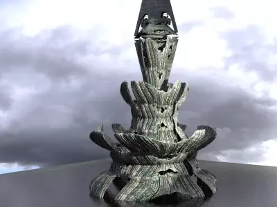 Ancient Alien Flower Temple Ruins Dome 2 3D model