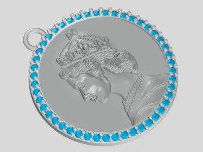 Queen Sculpture Coin Pendant Design File 3D print model