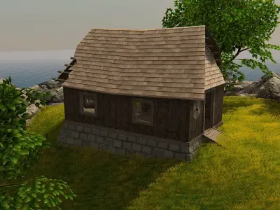 Wooden House Game Ready  Low-poly 3D model