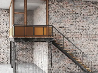 Loft room Low-poly 3D model