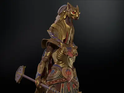 Bastet Egyptian goddess Low-poly 3D model
