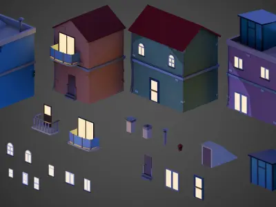 City Buildings Low-poly 3D model