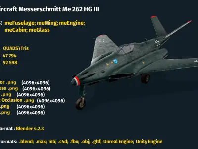  Fighter Aircraft Messerschmitt Me 262 HG III 