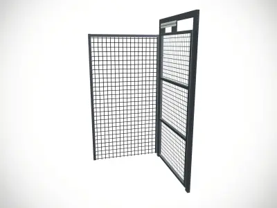 Wire Mesh Gate Industrial Low-poly 3D model