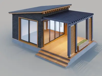 Pavilion with terrace and pergola 3D model