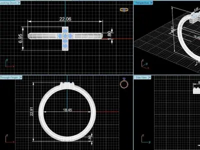 Cross Light wt minimalist Ring 3dm stl renders 3D print model