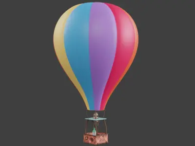 Hot Air Balloon Low-poly 3D model