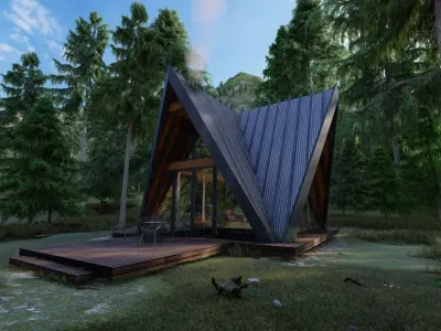 Forest house  Low-poly 3D model