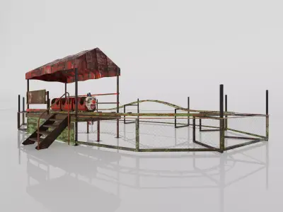Abandoned Clown Roller Coaster Low-poly 3D model