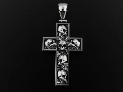 Cross with skulls light version 3D print model
