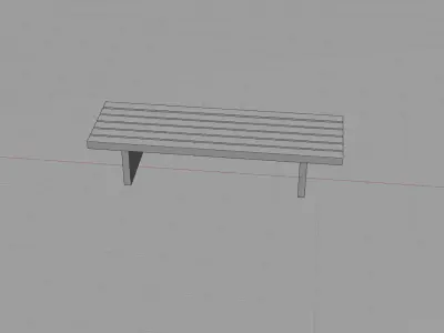 Low Poly Simple Bench Game Ready Street Furniture Low-poly 3D model