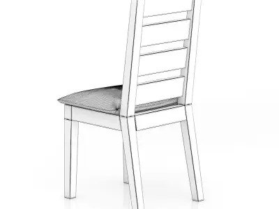 Wooden Chair with Pillow Seat 3D model