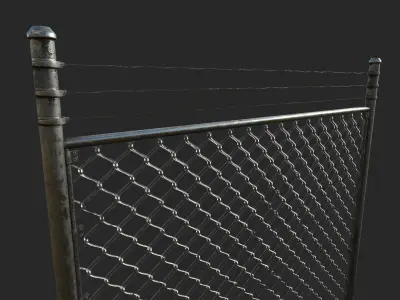 Chain Link Fence Low-poly 3D model