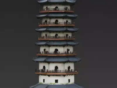 Ancient Multi-Tiered Chinese Pagoda 3D Model Low-poly 3D model