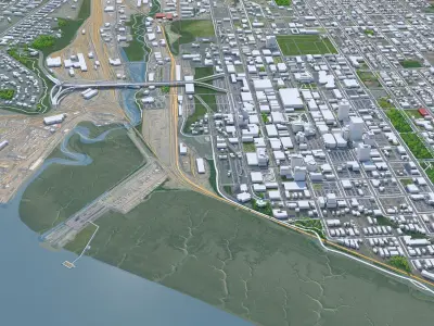 Anchorage Downtown in Alaska USA Low-poly 3D model