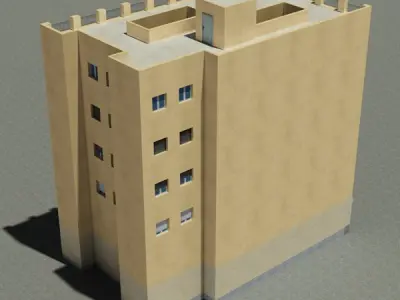 Building with balconies and windows Low-poly 3D model