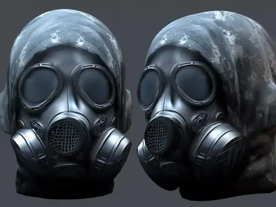 Gas mask helmet 3d model military combat Low-poly 3D model