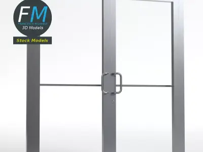 Double storefront glass door 3D model