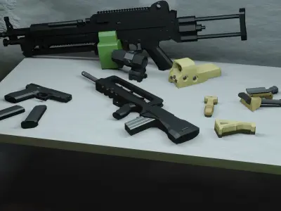 weapons pack low poly Low-poly 3D model