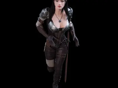 3D Warrior Female model Low-poly 3D model