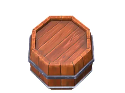 Hand Painted Wooden Barrel Free low-poly 3D model