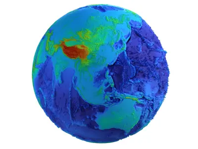 Earth Height Shaded Globe Low-poly 3D model