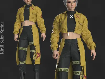 Sci Fi Outfit Female Marvelous designer Clo3d OBJ mtl FBX ZPRJ 3D model