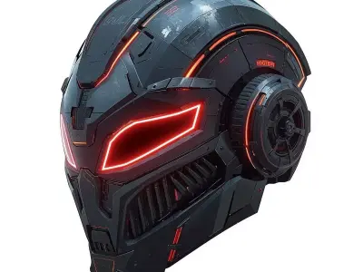 Cybernetic Tactical Helmet 3D Model Low-poly 3D model