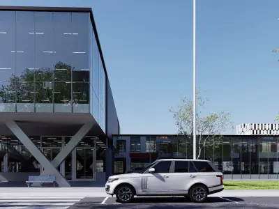 Gallery modern art building Low-poly 3D model