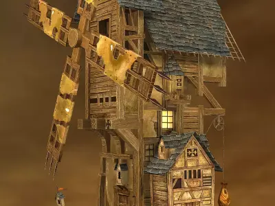 Fantasy Wood House Low-poly 3D model