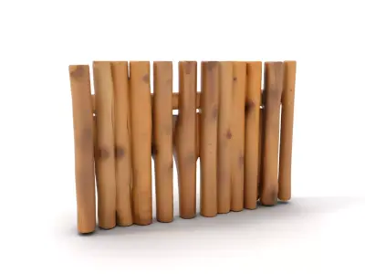 Natural Wood Privacy Fence model pack Low-poly 3D model