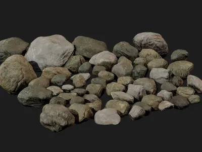 50 Low poly Rock Collection Vol 3 Low-poly 3D model
