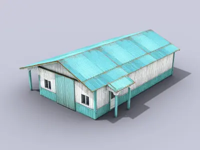 Big Metal Warehouse Low-poly 3D model