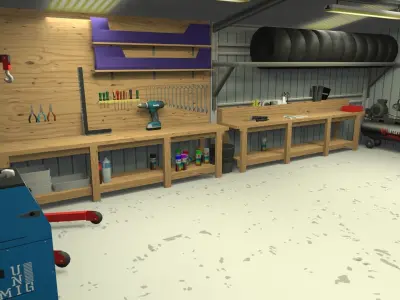 Garage low-poly 3D model Low-poly 3D model