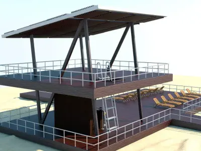 Lifeguard tower in sand 3D model