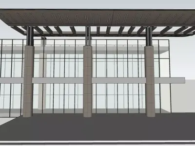 minimalist exterior glass cladding facade 3d model 3D model