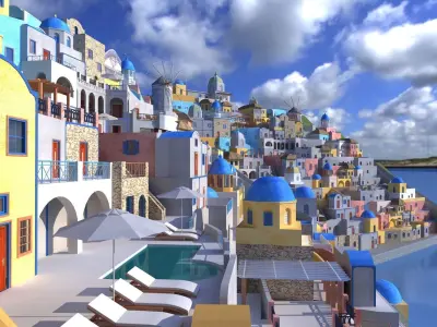 Aegean Sea Town 3D model