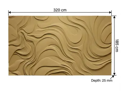 Modern wavey Relief Panel Wall Decor Set STL Mural CNC 341 3D model