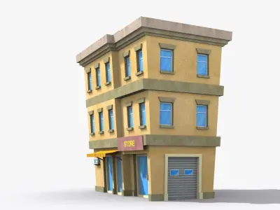 Cartoon Building x1 Low-poly 3D model