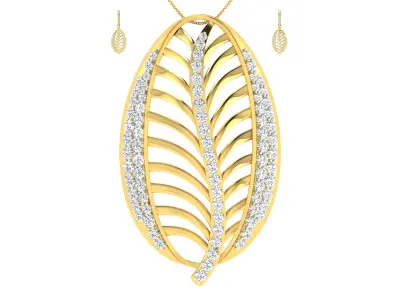 Pendant Earring Set 3dm STL OBJ FBX Render Details 3D print model purchase