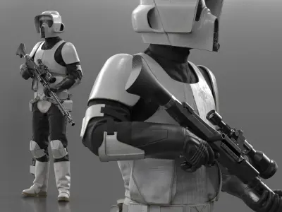  Battle-Worn Trooper Star Wars Standing in Ready Stance 