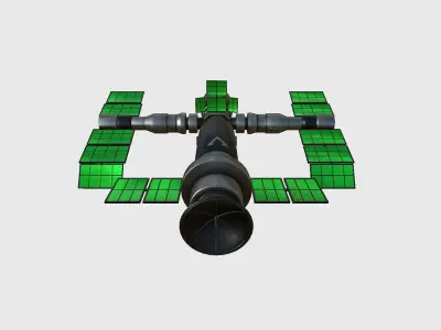 Satellite F01 Steel Green - SciFi Space Design Low-poly 3D model