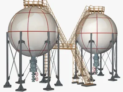 Industrial Storage Spherical Tanks 3D model