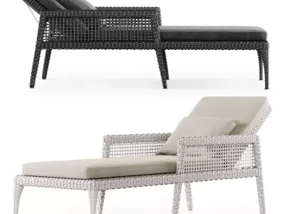 Rattan chaise lounge DR50  3D model
