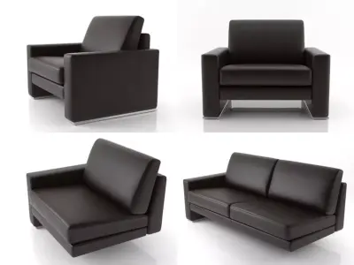 Bolero leather sofa with recliner 3D model