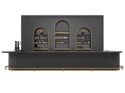 Restaurant Bar Set 03 with Black Ceramic tiles 3D model