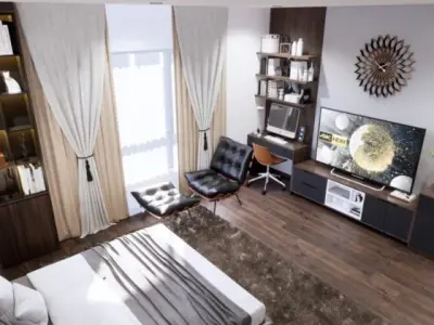 Interior Bedroom Modern Model Low-poly 3D model