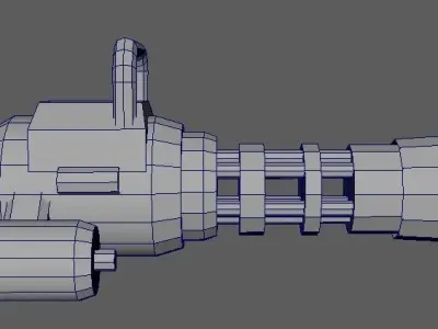 Minigun gun with light Low-poly 3D model