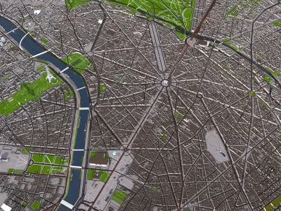 Paris City Full 3d Model Low-poly 3D model